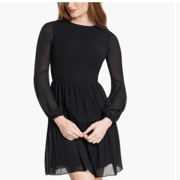 NEW Dress the Population Paola Fit & Flare Long Sleeve Mini Dress Size XL Party - Picture 3 of 12